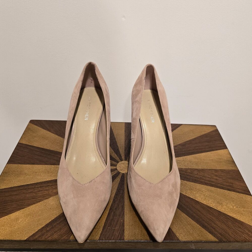 Marc Fisher Caitlin Pump Size 9.5M Womens Suede Pointed Block Heel Slip On Nude - Picture 3 of 12